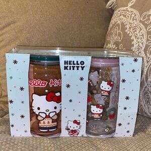 ❤️🩷❤️NWT Hello Kitty Glass Tumbler Set with glass straws
